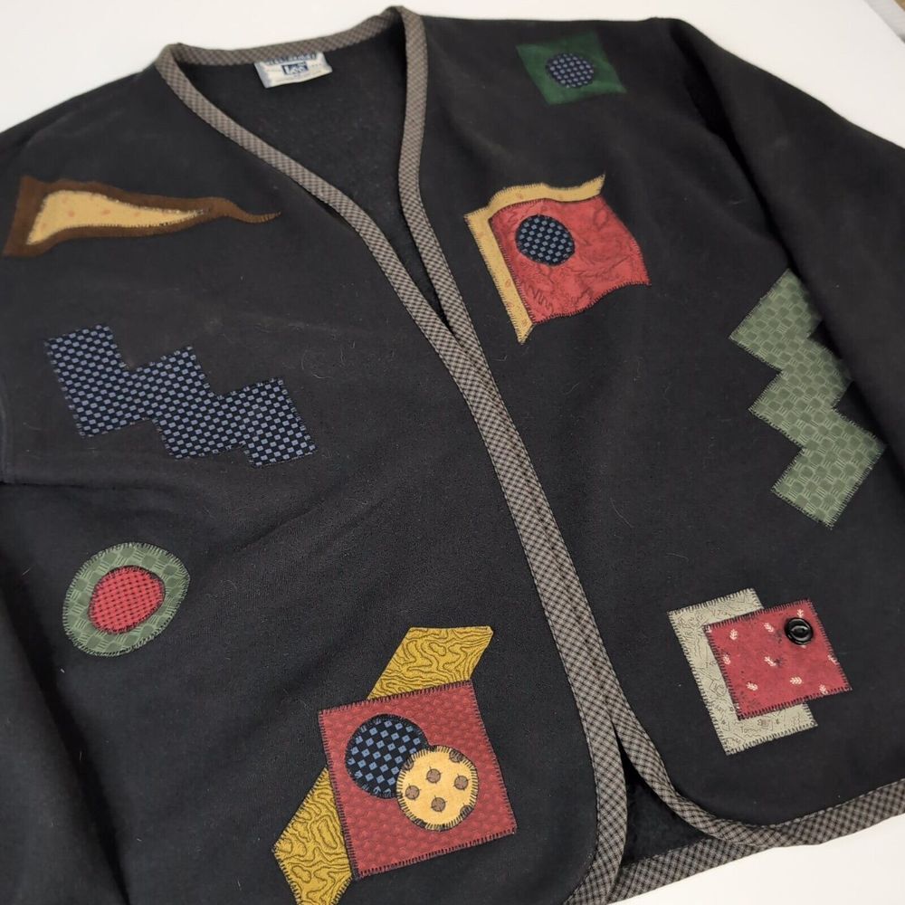 LEE Heavyweight Vintage Cardigan Womens Sweater Embroidered Patches‎ Size Medium